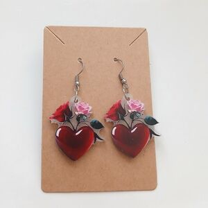 Fashion Jewelry Red and Pink Heart Earrings